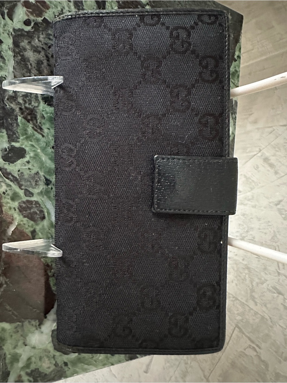 Gucci Black Signature Monogram Card & Key Holder